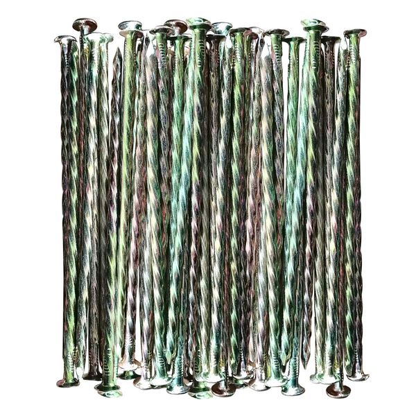 MAOMBO Artificial Turf Stakes Galvanized Metal Spiral Landscape Spikes for Fake Landscaping Grass, 35 Count, Outdoor, Heavy-Duty, Rust Resistant Security, 6-Inch Long,Anchoring Spikes