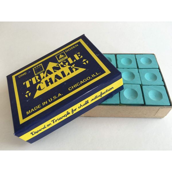 12 pcs World famous Triangle green Snooker Pool Chalk in genuine Triangle Box, not loose