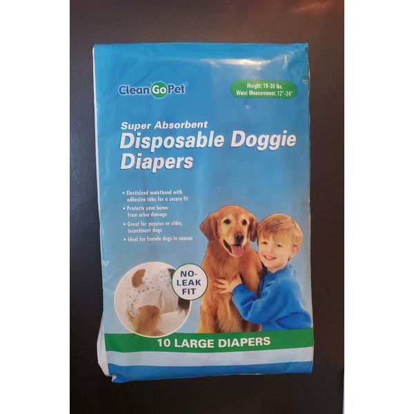 10 Large Disposable Doggie Diapers. Brand New. CleanGo Pets. Free SHIPPING Dog