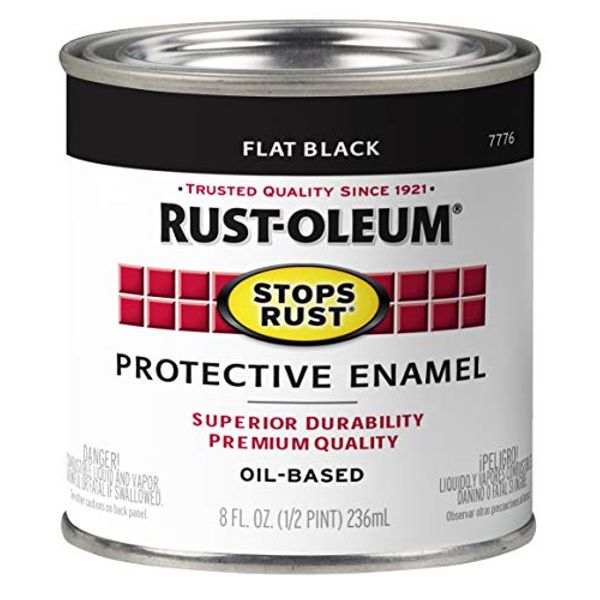 Rust-Oleum 7776730 Protective Enamel Paint, 8-Ounce, Flat Black