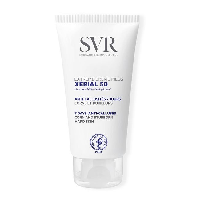 SVR XERIAL 50 Extreme Foot Cream with 50% Pure Urea for Severely Dry, Cracking, Rough, Stubborn Hard Skin Prone to Corns and Calluses, 50ml