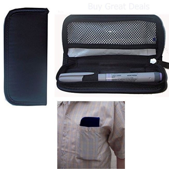 Insulin Pen Cooler Case 2 Ice Packs Diabetic Pocket Travel Cooling Protector Bag