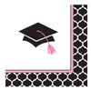 Creative Converting 36 Count Paper Beverage Napkins, Glamorous Grad, Black/White/Pink