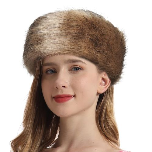 Trifolium Winter Faux Fur Headband for Women Chic Ear Warmer with Stretchy Fluffy Elastic Headband, Brown Fox