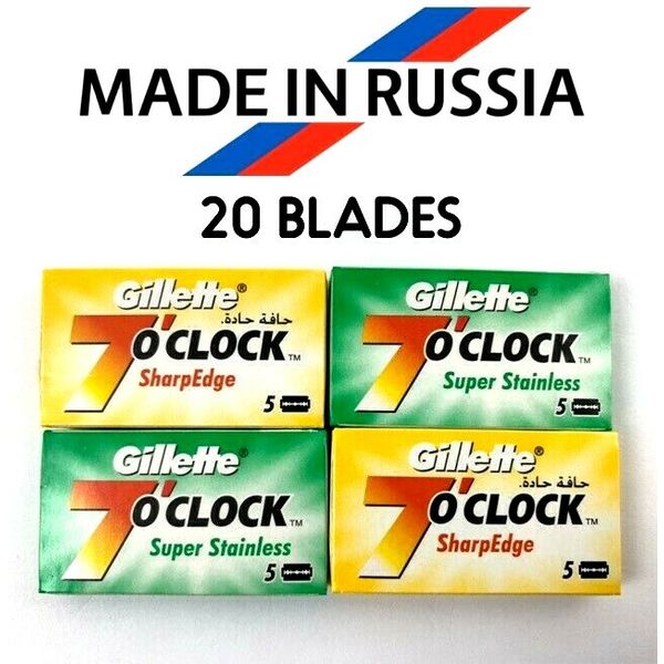 20 Gilette 7O'Clock Sharp Edge Double Edge Safety Razor Blade Sampler Pack DE
