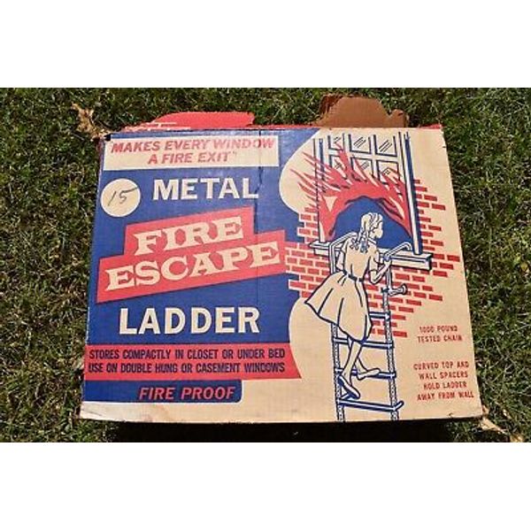 Vintage Galvanized Metal Chain Link Fire Escape Ladder 15 Foot. Tree House