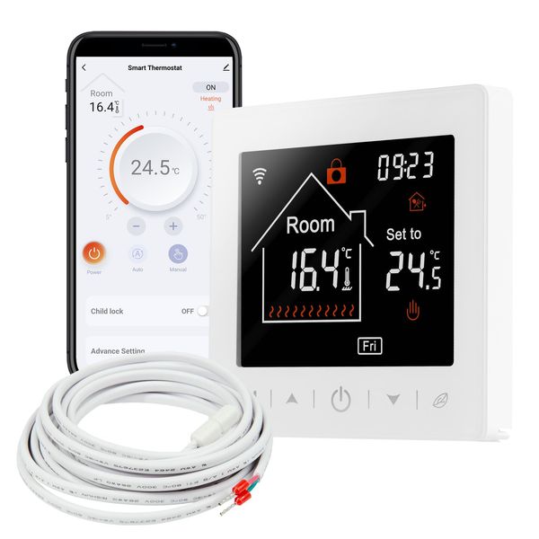 Mi-Heat M2 Raumthermostat WLAN weiß - Alexa Tuya Smart Life Google Home elektrische Fußbodenheizung Thermostat Smart Raumthermostat Fußbodenheizung zeitliche Display-Abschaltung