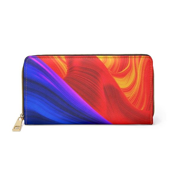 Womens Wallet, Zip Purse, Blue & Red Swirl - One size