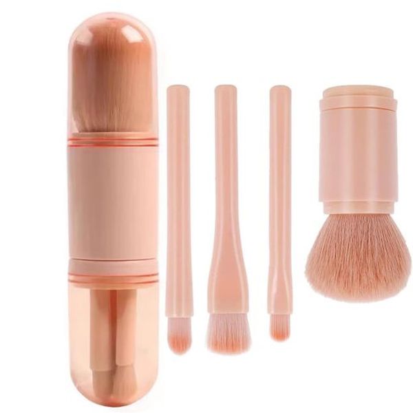 LETRADEJP Makeup Brushes, 4 Skin Tones, Portable Brushes, Powder Brushes, Makeup Brush Set, Face Powder Brushes, Makeup Brushes for Sensitive Skin, Capsule Brush Set, Multifunctional, Easy to Carry