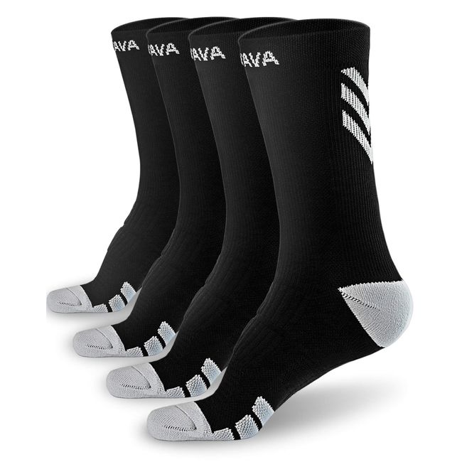 Dovava Dri-tech Compression Crew Socks 15-20mmHg for Men & Women, Athletic Fit Running Nurses Flight Travel Pregnancy Edema Diabetic, Boost Ankle Calf Circulation, Large/X-Large, Black (4 Pairs)