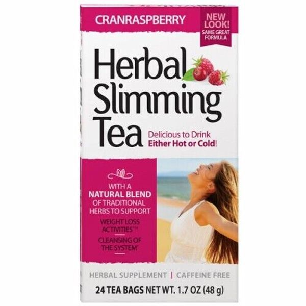 Herbal Slimming Tea  Cranraspberry 24 Bags By 21st Century