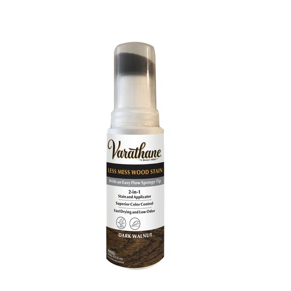 Varathane 368029 Less Mess Wood Stain and Applicator, 4 oz, Dark Walnut