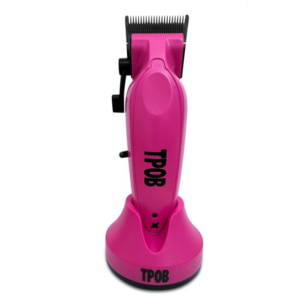 TPOB X Pink with Charge Stand Digital Brushless Professional Hair Clippers for Barbers with XO Blade & 8 Premium Guard Combs for The Closest Haircut and Beard Trim Hair