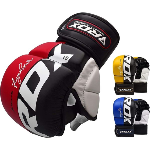 RDX GGR-T6 Open Finger Gloves [EMMAA Certified] Grappling Gloves, MMA Gloves, Sparring Training, Genuine Japanese Product, Red