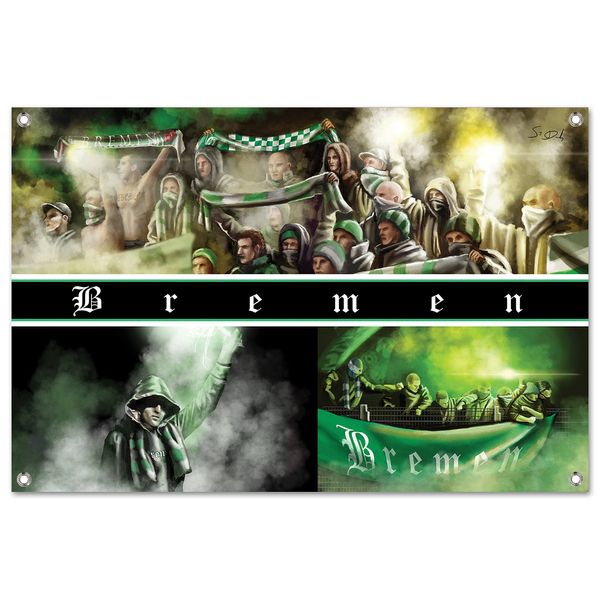 Ultras-Art Bremen Collage Bild auf PVC Plane/PVC Banner inkl Ösen, Maße: 60x40 cm