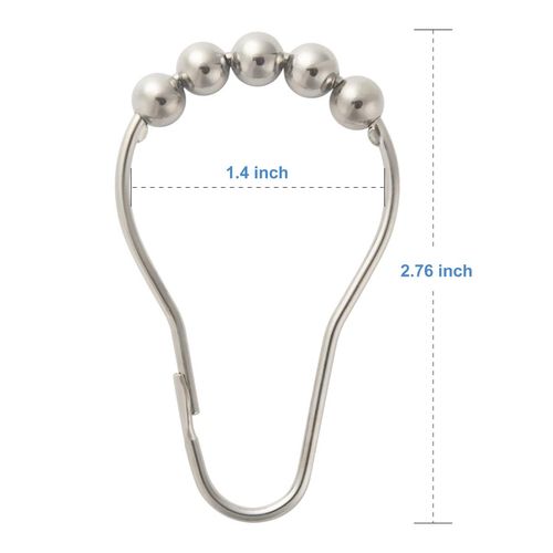 Amazer Shower Curtain Rings, Set of 12, Rust-Resistant Metal Shower Hooks Ring Shower Rings for Curtain Rolling Shower Curtain Hooks for Bathroom Shower Rod Shower Curtain Hangers - Nickel
