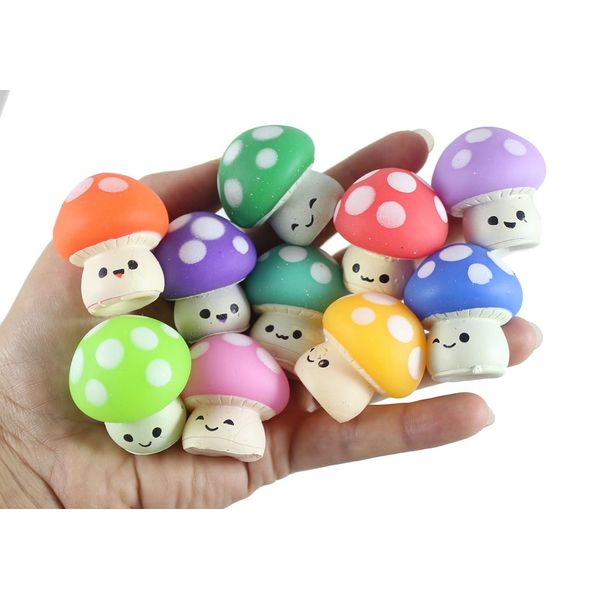 Set of 12 Random Mushroom Mochi Squishy Snacks Food - Kawaii - Cute Individually Wrapped Toys - Sensory, Stress, Fidget Party Favor Toy (Bulk - Set of 12 Random Colors (1 Dozen))