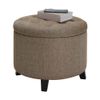 Pemberly Row Modern Round Storage Ottoman in Cappuccino Fabric
