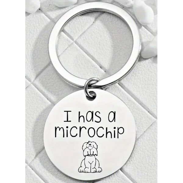 Dog microchip Identification tag Stainless steel I has a microchip Safety charm