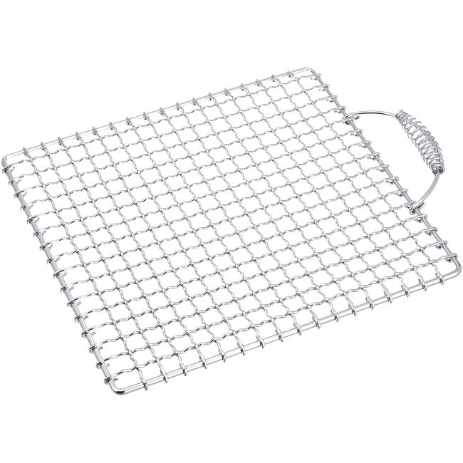 Endoshoji DTH03024 Commercial Grilling Net, Tafros, No. 24, Spring Loaded Handle, Iron, Chrome Plated, Made in Japan