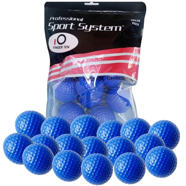 FINGER TEN Golf Practice Balls Elastic Foam Soft Value 12 Pcs, Golf Training Ball Spone Dimpled Exercise for Home Office Indoor Outdoor (Blue, 12 Pack)