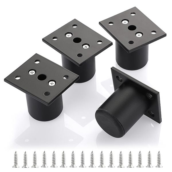 IGNPION 4Pcs 2" Adjustable Furniture Feet,Aluminum Alloy Sofa Furniture Cabinet Riser DIY Furniture Replacement Legs for TV Cabinet Ottoman Sofa Cupboard, Black