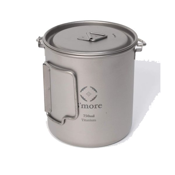 S'more Titanium Hanging Pot SMOrsUT001HPa Titanium Mug Cup Camping Pot Outdoor Cooking Hanging Pot 25.5 fl oz (750 ml)