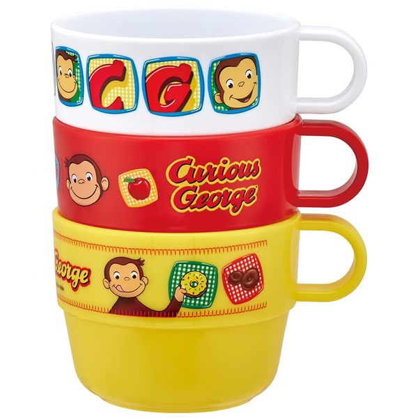 Skater KS31-A Children's Stacking Cups, Set of 3, Curious George, Made in Japan