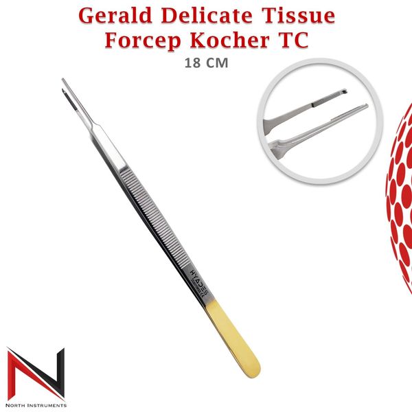 TC Gerald Delicate Tissue Forceps Straight 18cm Dental & Surgical Lab Tool