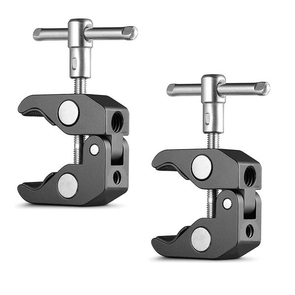 YFFSFDC Super Clamp, Crab Scissors Clamp, 15-54mm Pipe Clamp, 1/4" Screw Hole and 3/8" Screw Hole, Multi-Purpose Clamp Mount, Compatible with Head Head, Set of 2