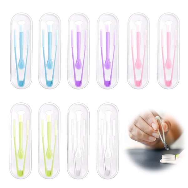 Contact Attachment Fixtures, Set of 10, Tweezers, Easy to Carry, Removal, Soft Material, Business Trips, Removal, Soft, Convenient, Contact Lenses, Safety, Contact Case, Travel, Clear Care, Clean,