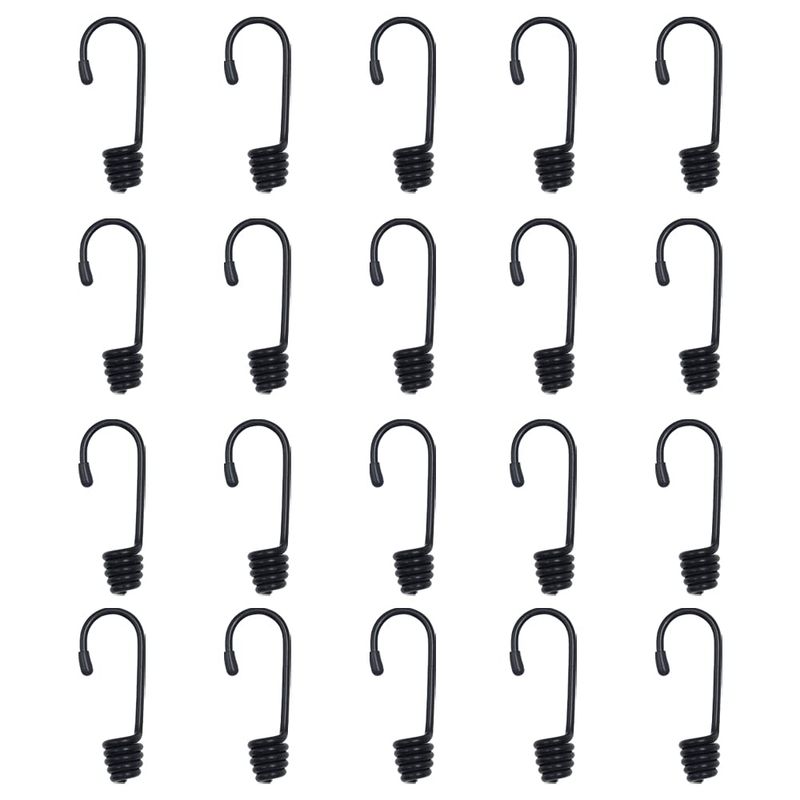 Yingcen 20 Pcs Black Shock Cord Hook 6mm, Plastic Coated Spiral Bungee ...