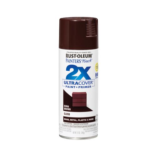 Rust-Oleum 334038 Painter's Touch 2X Ultra Cover Spray Paint, 12 oz, Gloss Kona Brown