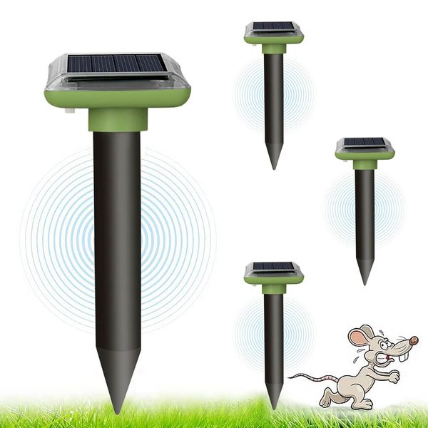 4 Packs of Mole Repellent, Solar Sonic Pest Repeller Stakes, Mole Trap for Garden, Snake Repellent-Solar Powered Insect Repellent Outdoor - Rodents,Vole,Gopher,and Mole Deterrents for Gardens