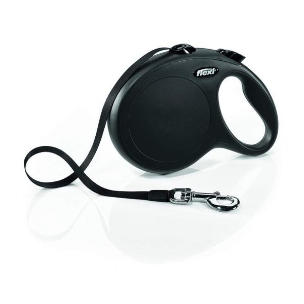 FLEXI New Classic Retractable Dog Leash (Tape) 26 feet, Large, Black