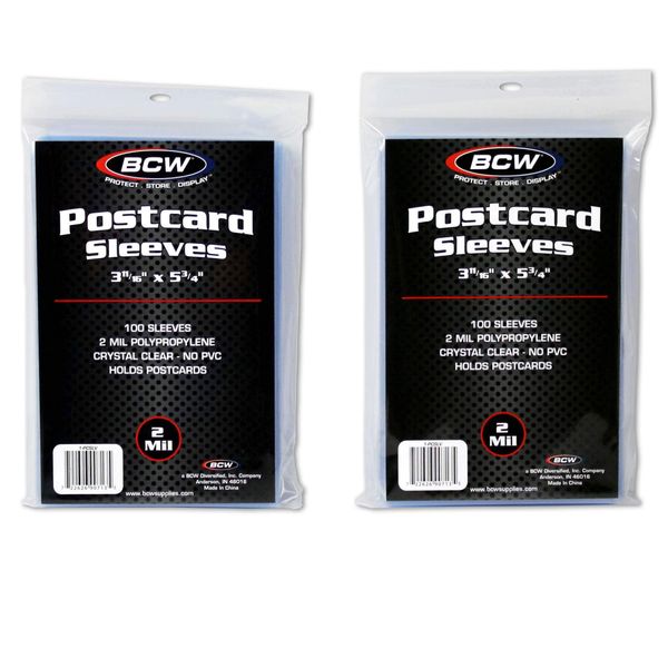 BCW Postcard Sleeves | 200 Clear Sleeves | Acid-Free Polypropylene | Protect Standard Size Postcards, Photos, and Trading Cards