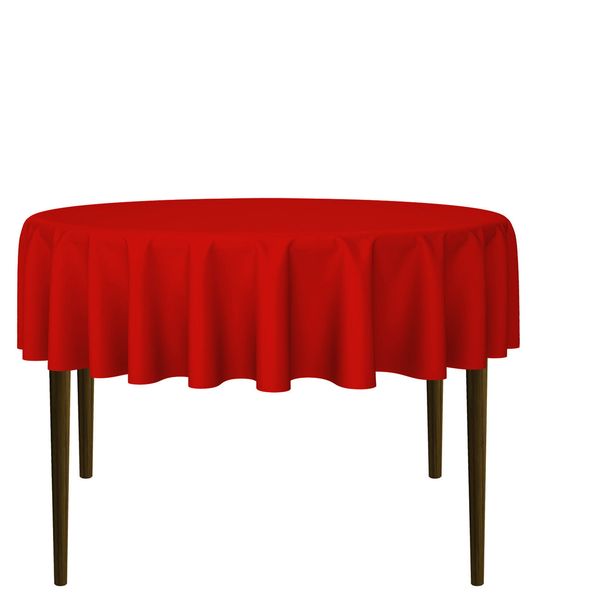 70" Round Polyester Fabric Tablecloths for Wedding Banquet - Red