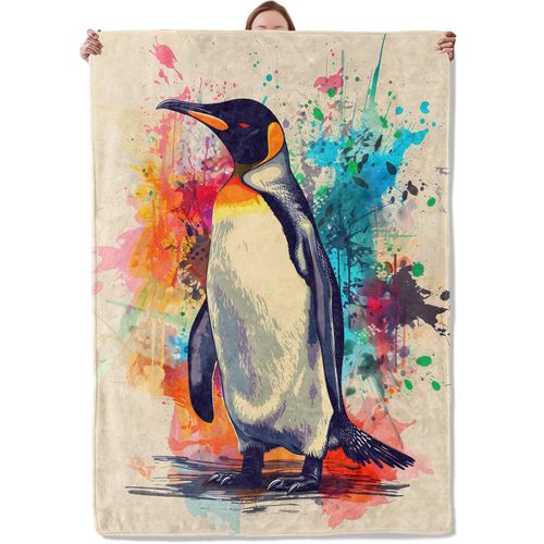 Mounidso Penguin Blanket, Colorful Penguin Flannel Blanket Gifts for Women, Soft Warm Lightweight Penguin Blankets for Living Room Home Sofa Travel Decor 50" x 60"