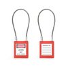 QWORK 4 Pack Lockout Tagout Steel Cable Locks with 8 Keys, Compact Cable Padlock, Red Keyed Different Electrical Lockout Padlock Set