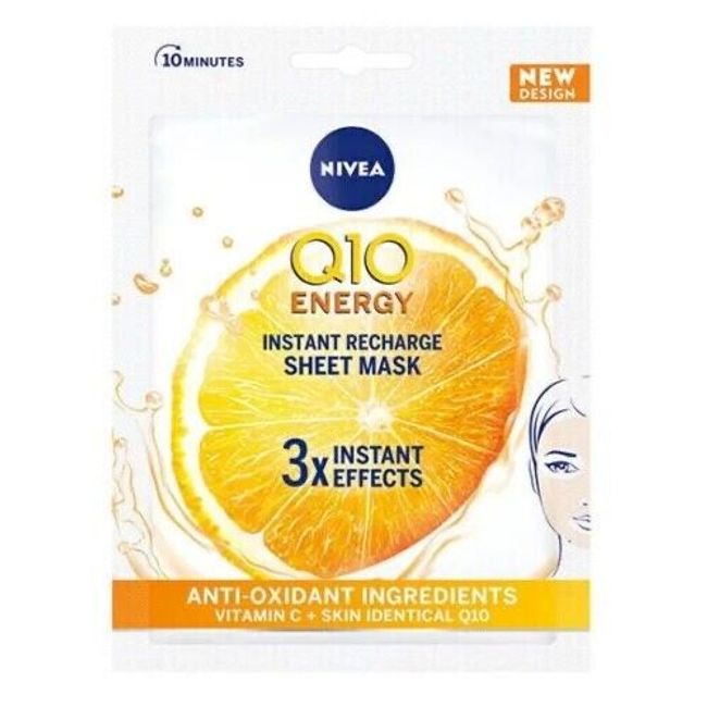 Nivea Q10 Energy INSTANT Recharge Sheet Face Mask 1ct. FREE SHIPPING