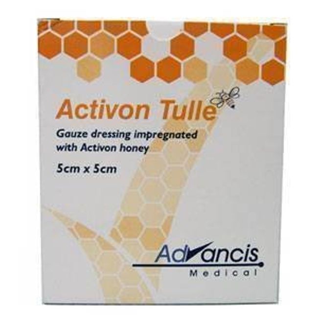 ACTIVON TULLE - 5CM X 5CM KNITTED VISCOSE MESH DRESSING IMPREGNATED WITH 100% MANUKA HONEY (5CMX 5CM) X 5 - 5 DRESSINGS