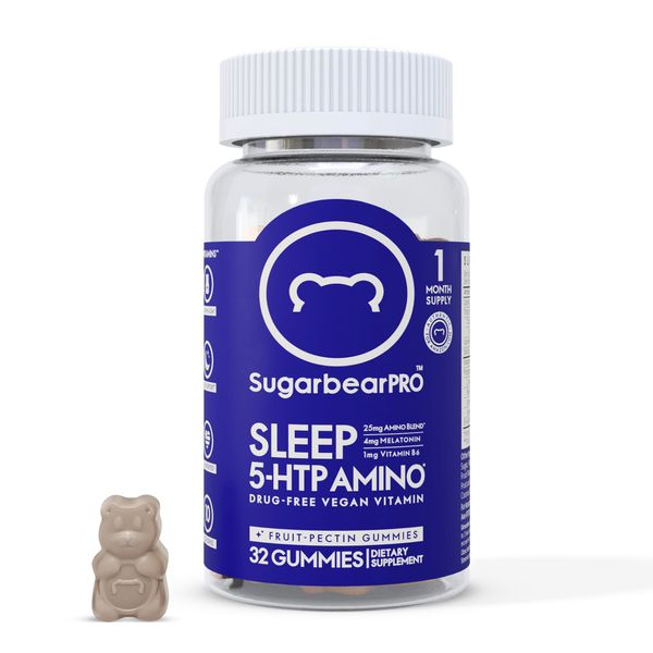 SugarbearPro Sleep Aid Gummies for Adults with Melatonin 4mg, Magnesium, L-Theanine, 5 HTP, B6, Valerian Root - Vegan Sleep Vitamins (1 Month Supply)