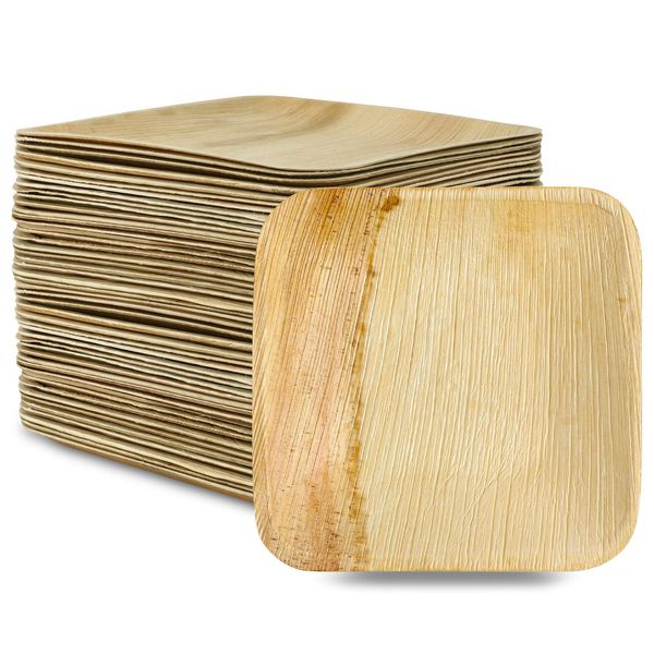 6 inch Party Plates - Palm Leaf Plates Biodegradable Plates - 100 Plates Bamboo-Look Disposable Plates Eco-Friendly Plates Heavy Duty Plates Great For Fancy Appetizers or Desserts By brheez