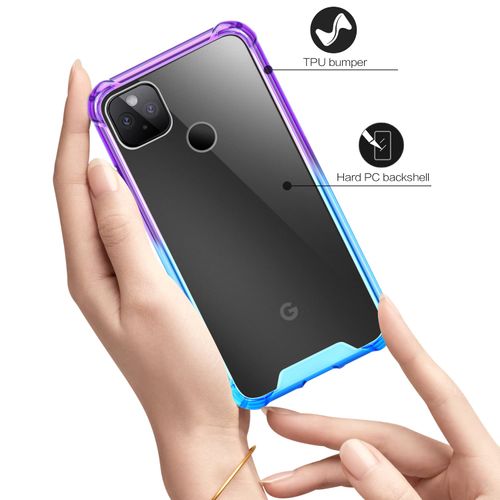 SALAWAT for Google Pixel 5a Case[NOT Fit Pixel 5], Clear Cute Gradient Slim Cover Reinforced TPU Bumper Hard PC Back Shockproof Protective Case for Google Pixel 5a 5G 2021 (Purple Blue)