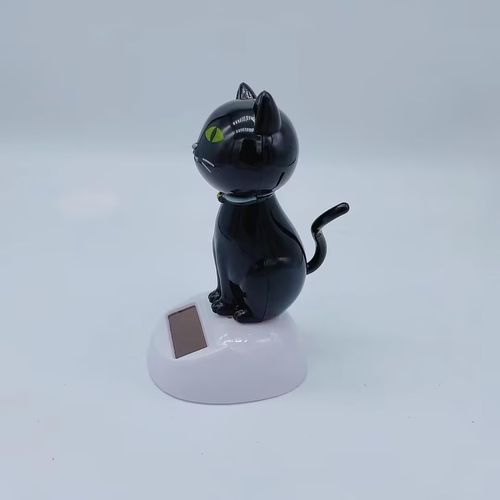 White Cat Solar Powered Decor, Cute Swing Animal Dancing Dolls Car Dashboard Ornament, Solar Shaking Cat Desktop Decoration for Home Office, Decor, Solar Power Kits Learning and Education