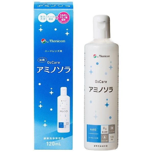 3% OFF coupon 1/24 20:00 ~ 1/29 01:59 Delivered by mail Cash on delivery not available Menicon Co., Ltd.<br> O2Care Aminosora (120mL)<br> ＜Cleaning and storage solution for hard contact lenses＞ML385