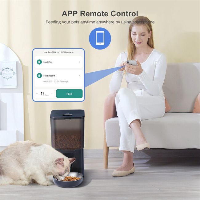 Automatic Pet Feeder For Cats Dogs Remote Control With Tuya App