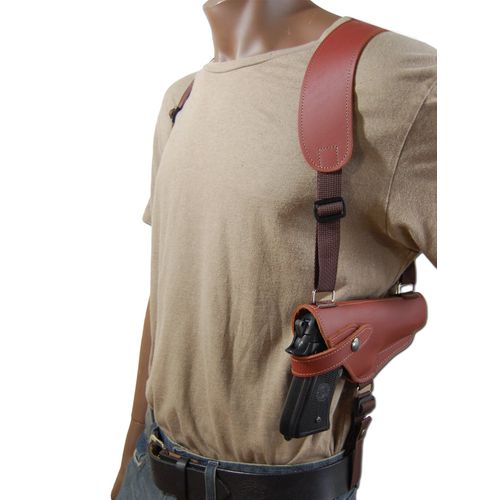 New Barsony Horizontal Burgundy Leather Shoulder Holster for S&W M&P 9mm 40 45 Left