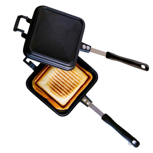 Iris Ohyama GHS-S Hot Sandwich Maker, For Direct Flame, For Camping, Single, Inside Press, Easy Care, Black, 6.2 x 15.4 x 1.9 inches (15.9 x 39 x 4.9 cm)