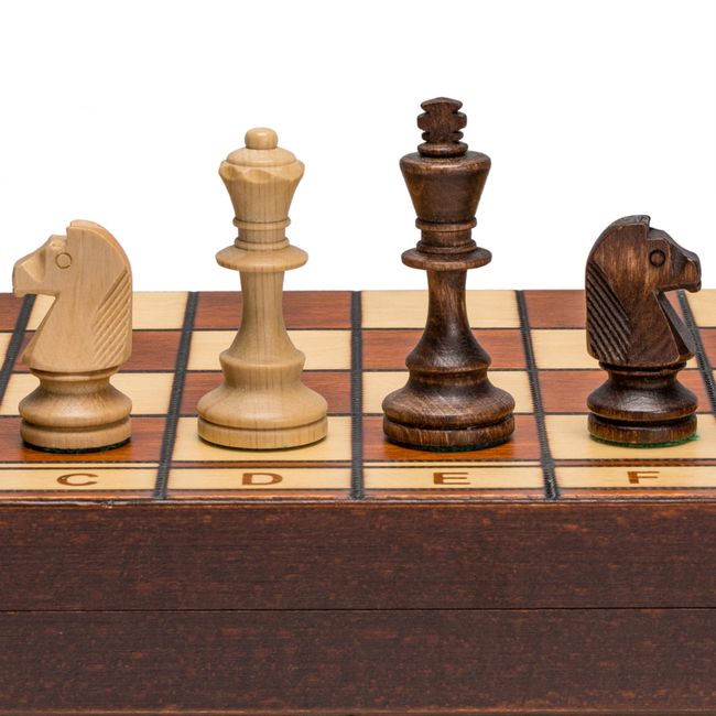 Wegiel Handmade Jowisz Professional Tournament Chess Set - Wooden 16 Inch Folding Board With Felt Base & Hand Carved Chess Pieces - Compartment Inside The Board To Store Each Piece